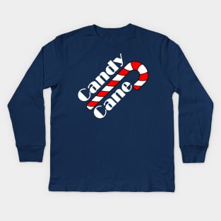 Candy Cane White Text Kids Long Sleeve T-Shirt